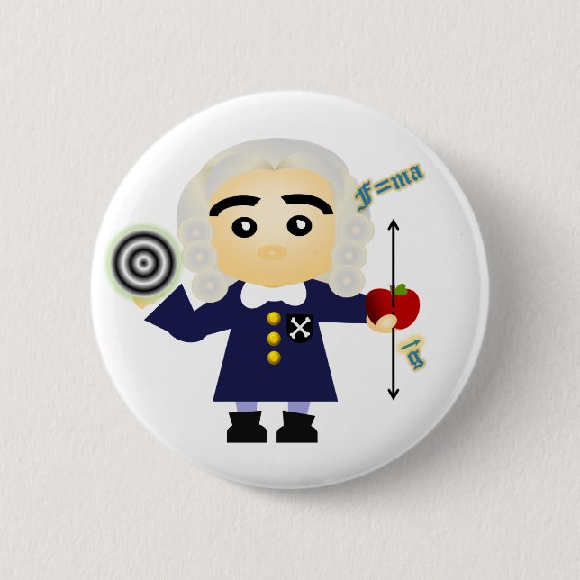Isaac Newton 2 Inch Round Button (Front)
