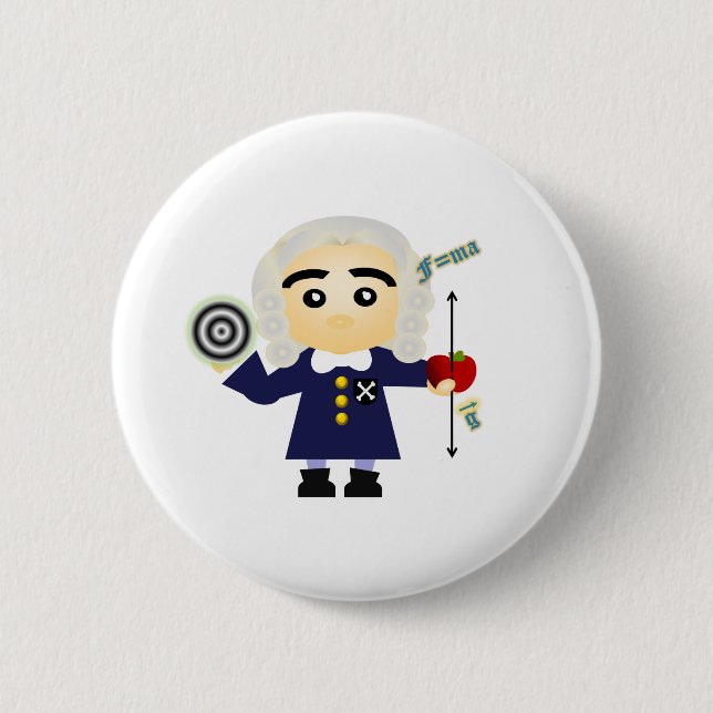 Isaac Newton 2 Inch Round Button (Front)