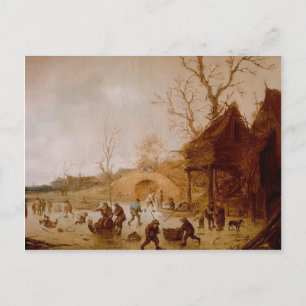 Isaac van Ostade :Winter Landscape with players Postcard