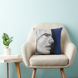 Isabel Blonde Woman Portrait Original Art Drawing Throw Pillow