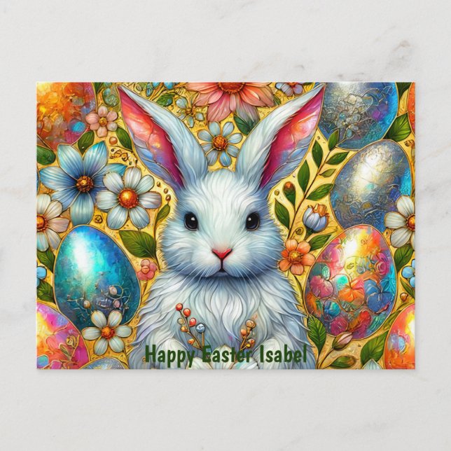 ISABEL ~ HAPPY EASTER BUNNY GREETING ~  HOLIDAY POSTCARD (Front)