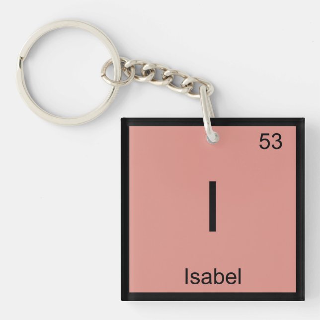 Isabel  Name Chemistry Element Periodic Table Keychain (Front)