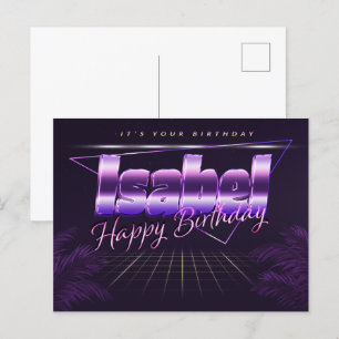 Isabel Name Vorname lila Postkarte Geburtstag Postcard