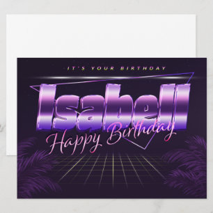 Isabell Name Vorname lila retro Karte Geburtstag Card