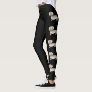 Isabella And Tan Long Hair Dachshund Cartoon Dogs Leggings