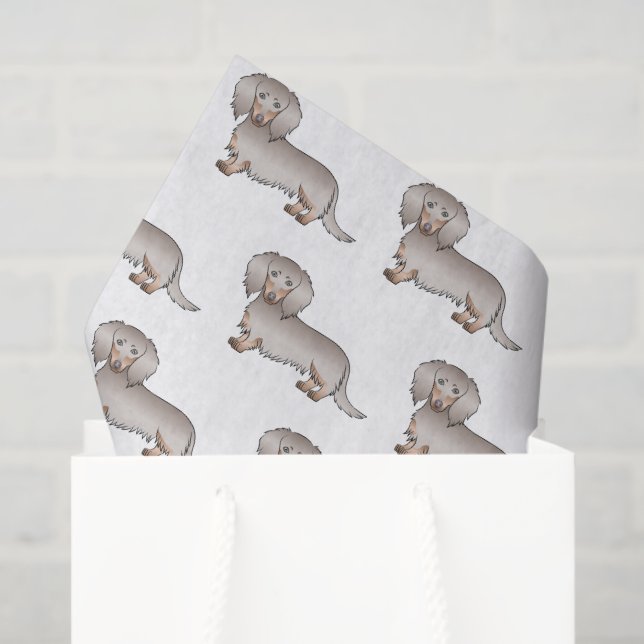 Isabella And Tan Long Hair Dachshund Dog Pattern Tissue Paper (Gift Bag)