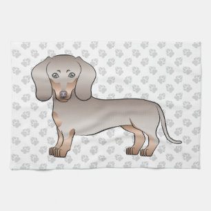 Isabella And Tan Short Hair Dachshund Dog And Paws Kitchen Towel