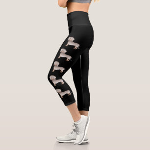 Isabella And Tan Short Hair Dachshund Illustration Capri Leggings
