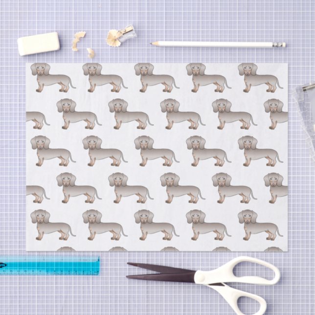 Isabella And Tan Smooth Coat Dachshund Dog Pattern Tissue Paper (Craft)