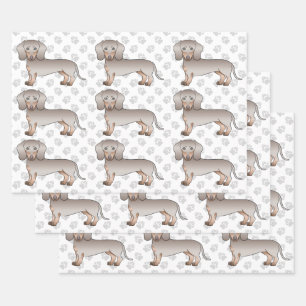 Isabella And Tan Smooth Coat Dachshund Dog Pattern Wrapping Paper Sheet