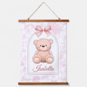 Isabella   Custom Pink Teddy Bear Nursery Design  Hanging Tapestry