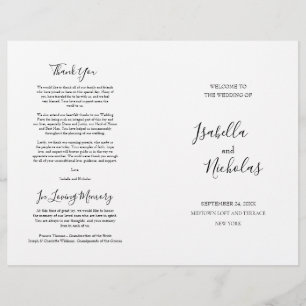 Isabella Elegant Script Folded Wedding Program
