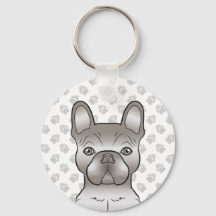 Isabella French Bulldog / Frenchie Cute Dog & Paws Keychain
