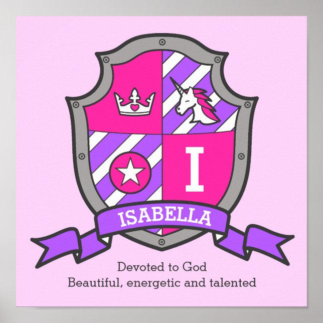 Isabella girls name meaning heraldry shield poster (Front)