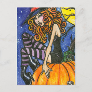 Isabella : Halloween Witch Postcard by Faerydae