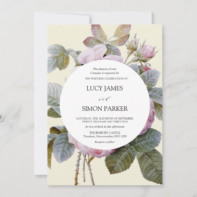 Isabella II, Elegant Vintage Floral Roses Invitation (Front)