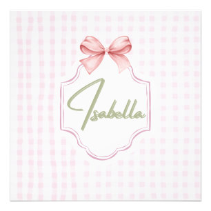 Isabella Personalized Pink Bow & Gingham Print 
