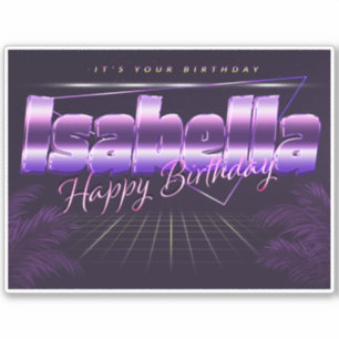 Isabella prénom autocollant rétro anniversaire
