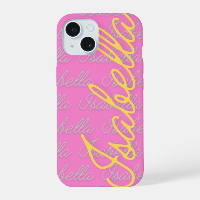 Isabella Signature Name Pattern  iPhone 15 Case (Back)