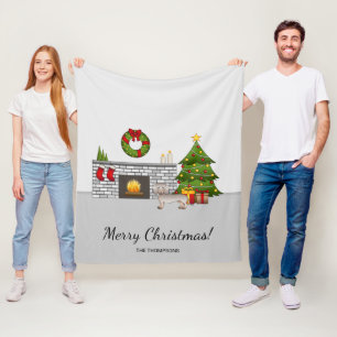 Isabella & Tan Smooth Coat Dachshund - Christmas Fleece Blanket