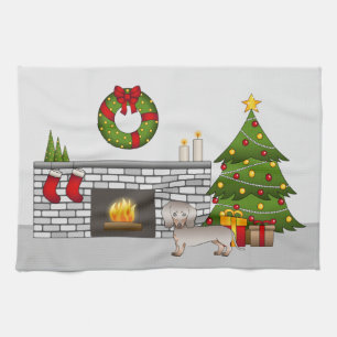 Isabella & Tan Smooth Coat Dachshund - Christmas Kitchen Towel