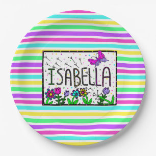 Isabella - The Name Isabella Whimsical Drawing Paper Plate