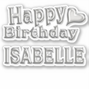 Isabelle Happy Birthday silver sticker