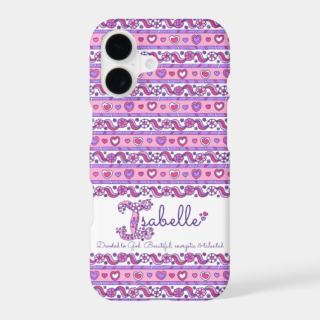 Isabelle I monogram name meaning doodle case (Back)