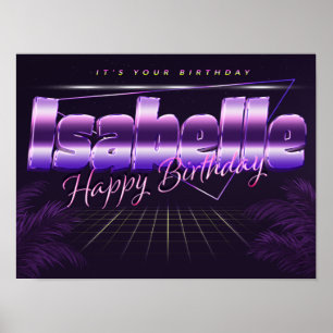 Isabelle Name Vorname lila retro Poster Geburtstag