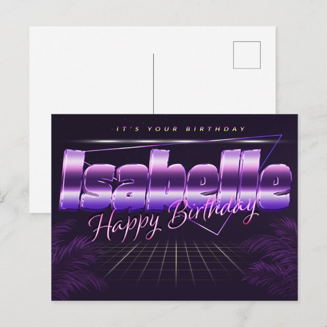 Isabelle's first name purple postcard (Front/Back)