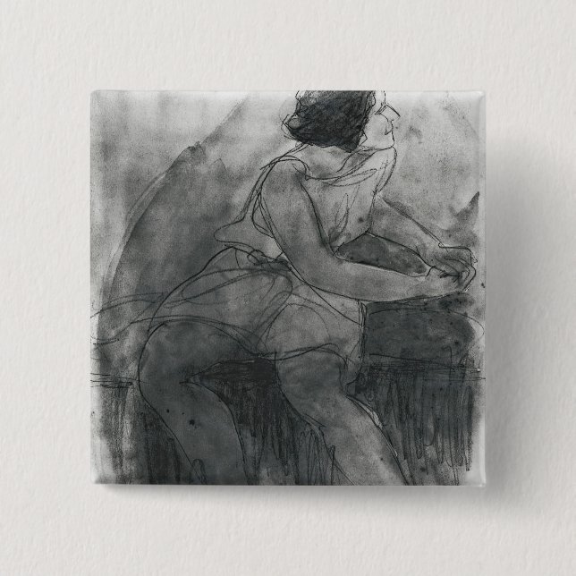 Isadora Duncan 2 Inch Square Button (Front)