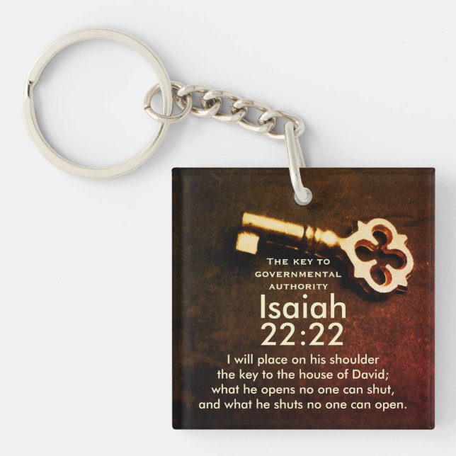 Isaiah 22:22 Key to the House of David Bible Verse Keychain (Front)