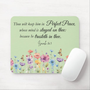 Isaiah 26:3 Perfect Peace KJV Wildflowers Bible Mouse Pad