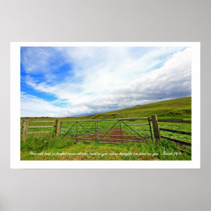 Isaiah 26:3, Scottish fields with wooden fence wal Poster