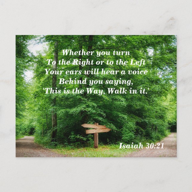 Isaiah 30:21 This is the Way Bible Verse Postcard (Front)