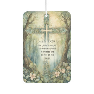 Isaiah 40:29 Bible Verse Cross Christian Encourage Air Freshener
