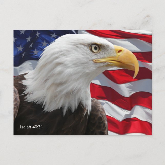 Isaiah 40:31 American Flag Mount Up on Eagle Wings Postcard (Front)
