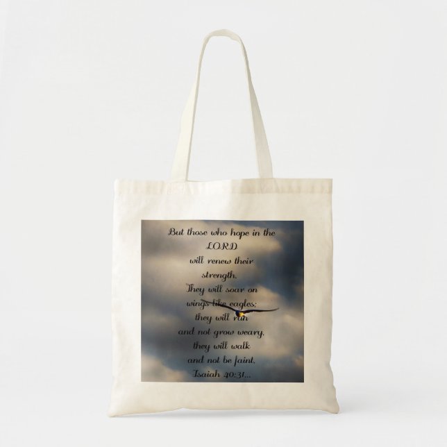 Isaiah 40:31 Custom Christian Bible Verse Gift Tote Bag (Front)