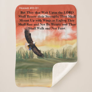 Isaiah 40:31 Eagle Scripture Sherpa Blanket