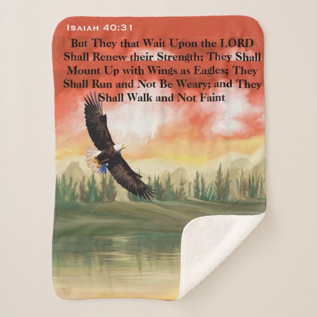 Isaiah 40:31 Eagle Scripture Sherpa Blanket (Front)