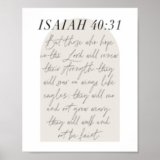 Isaiah 40:31 Minimal Boho Beige Arch Poster