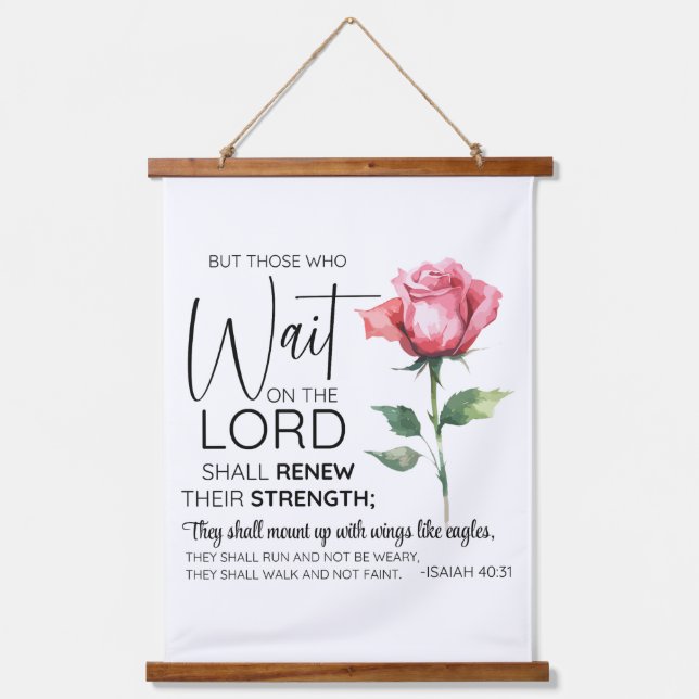 Isaiah 40:31 Those who Wait on the Lord Flower Hanging Tapestry (Front)