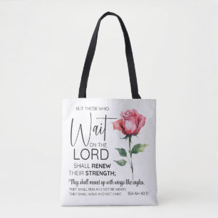 Isaiah 40:31 Those who Wait on the Lord Flower Tote Bag