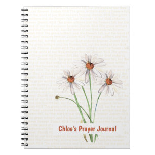 Isaiah 40:8 White Daisies Personalized Prayer Notebook