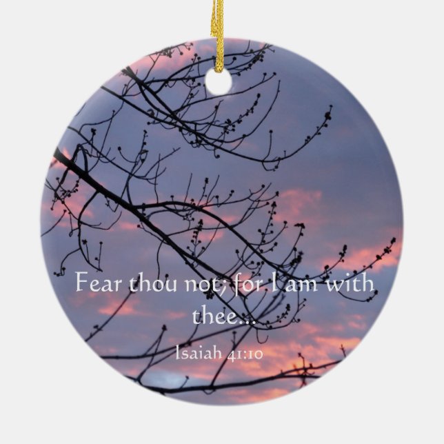 Isaiah 41:10 Bible Verse Ceramic Ornament (Back)