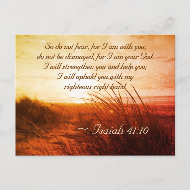 Isaiah 41:10 Bible Verse Do not fear I am with you Postcard (Front)