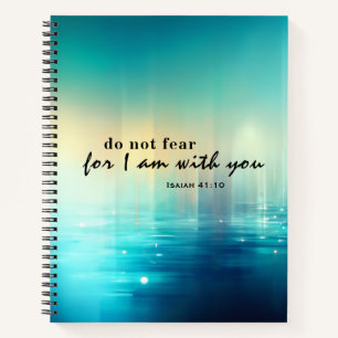Isaiah 41:10 Do Not Fear Bible Verse Blue Abstract Notebook