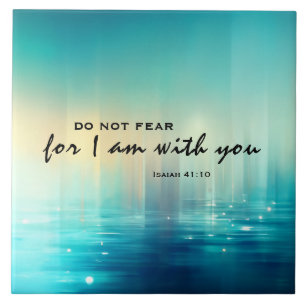 Isaiah 41:10 Do Not Fear Bible Verse Blue Abstract Tile