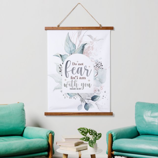 Isaiah 41:10 Do not fear I am with you Bible Verse Hanging Tapestry (Living Room)