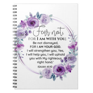 Isaiah 41:10 Fear not Purple Floral Scripture Notebook